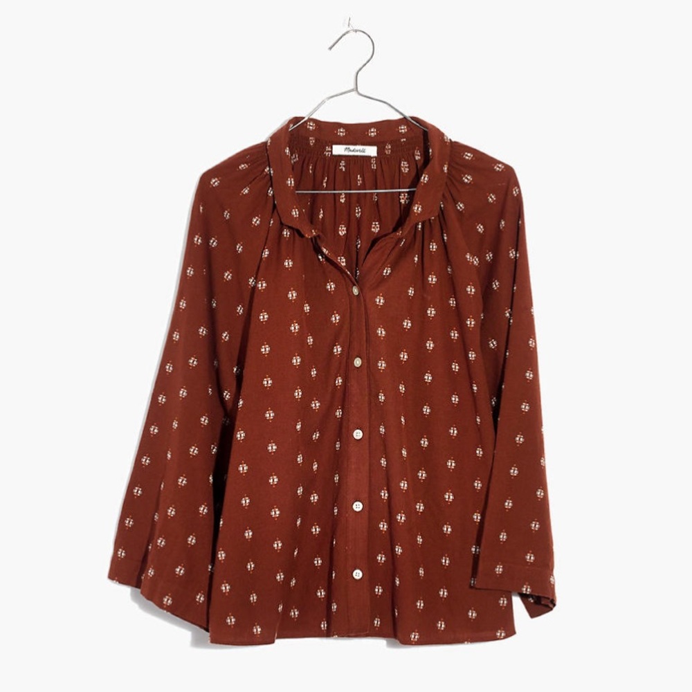 Madewell peasant raglan button blouse shirt smock